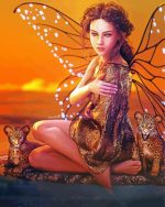 Butterfly Girl And Tigers paint by numbers