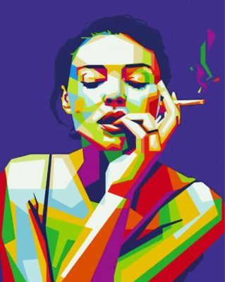 Colorful Lady Smoking paint by numbers 