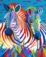 Colorful Zebras paint by numbers