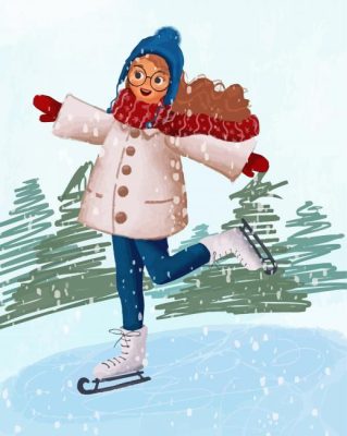 Cute Ice Skating paint by numbers