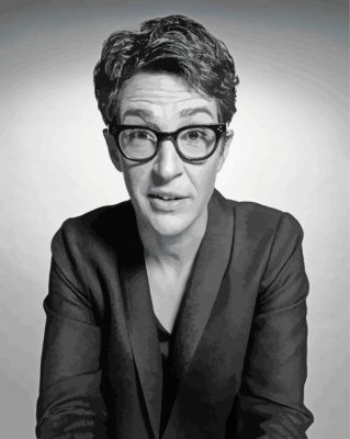 Monochrome Rachel Maddow paint by numbers