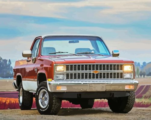 Red Vintage Truck paint by numbers