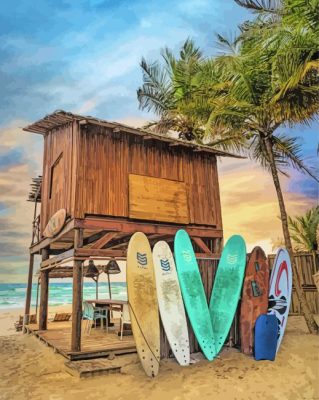 Tropical Surf Shack paint by numbers