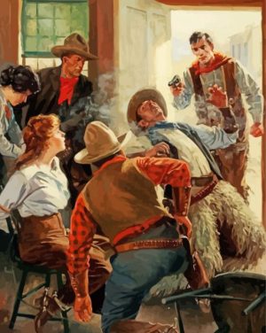 Western Gun Fights Art paint by numbers
