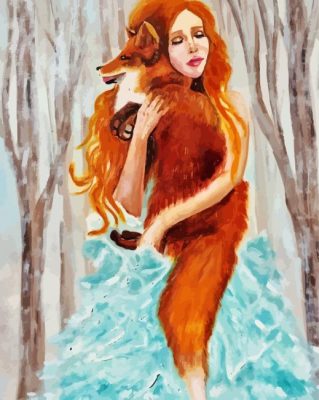Woman Hugging Fox paint by numbers