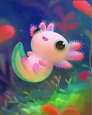 Cute Axolotl Amphibian Cute Axolotl Amphibian paint by numbers
