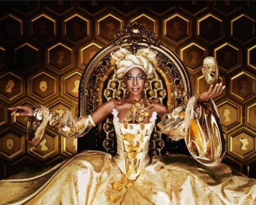 Black Golden Queen With Crown paint by numbers