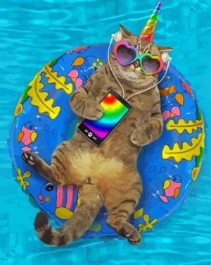 Cat Listening Too Music paint by numbers