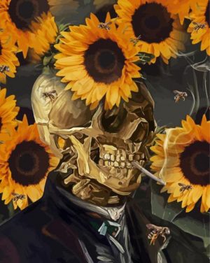 Sunflower Skull paint by numbers