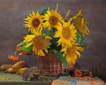 Sunflowers Basket On Table paint by numbers