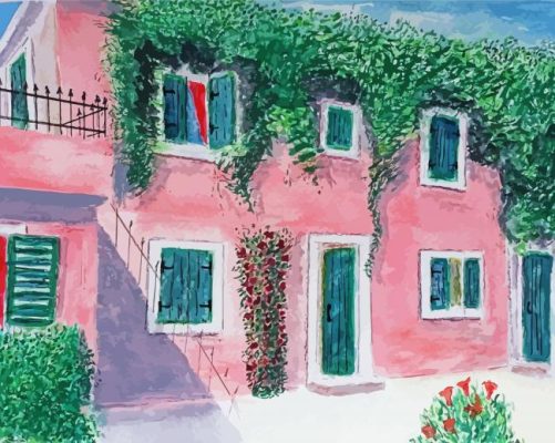 Pink House paint by numbers