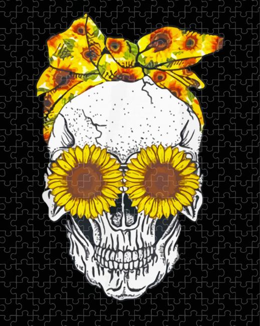Sunflower Skull paint by numbers