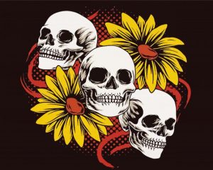 Skulls Sunflowers paint by numbers