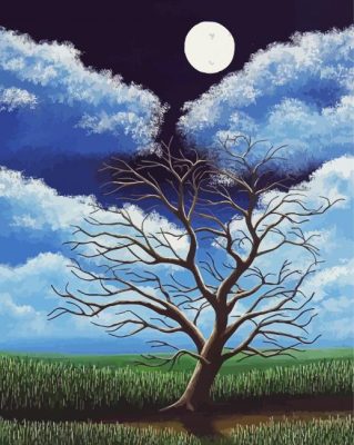 Moon And Dead Tree paint by numbers