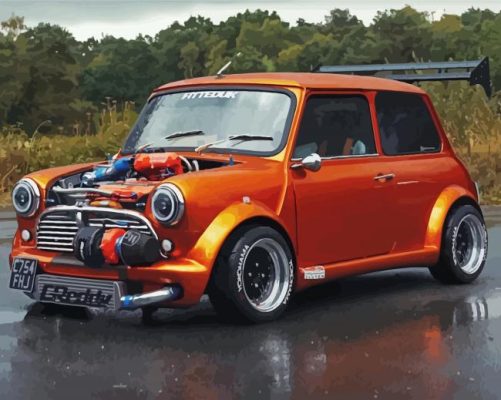Orange Austin Mini paint by numbers