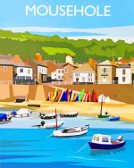 Mousehole Cornwall Cornwall Mouse Hole Harbour illustration paint by numbers