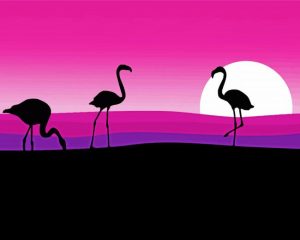 Pink Scenery And Flamingo paint by numbers