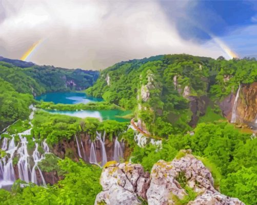 Plitvice Lakes National Park paint by numbers