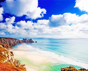 Porthcurno Beach Penzance paint by numbers