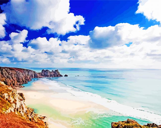 Porthcurno Beach Penzance paint by numbers