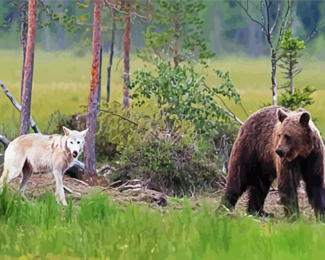 Bear And Wolf paint by numbers