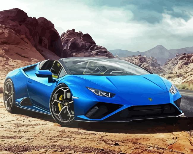 Blue Lambo Huaracan paint by numbers