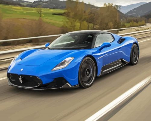 Blue MC20 Maserati paint by numbers