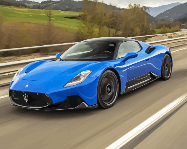 Blue MC20 Maserati paint by numbers