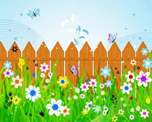Fence And Flowers paint by numbers