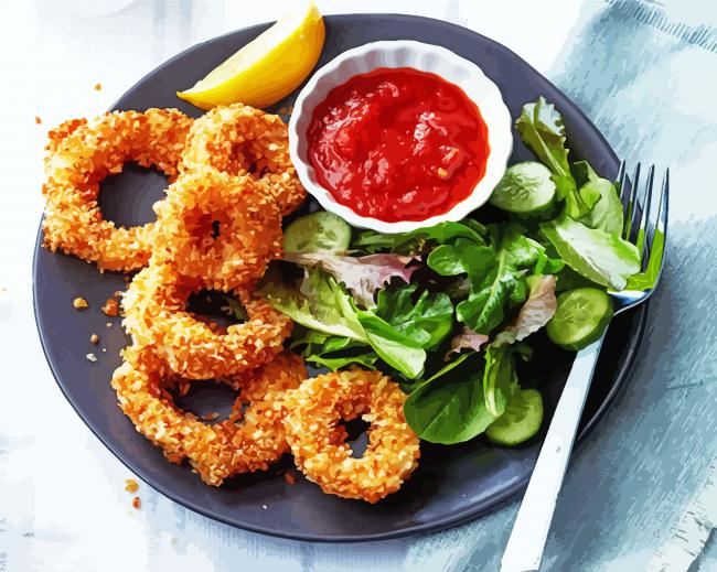 Tasty Calamari Dish paint by numbers