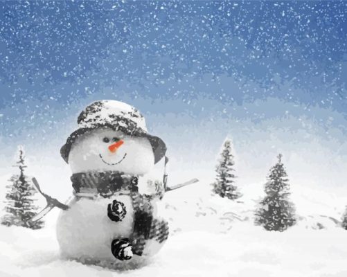 Winter Snowman paint by numbers