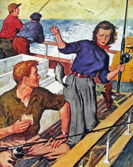 Couple Fishing paint by numberss