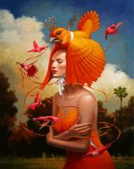 Girl With Orange Bird paint by numbers