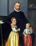 Portrait Of a Gentleman And His Children paint by numbers