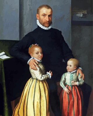 Portrait Of a Gentleman And His Children paint by numbers