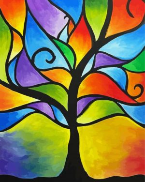 Abstract Simple Tree paint by numbers
