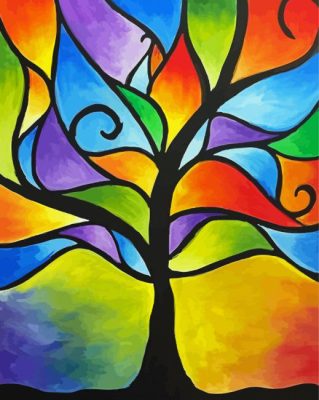 Abstract Simple Tree paint by numbers