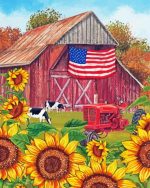 American Barn And Sunflowers paint by numbers