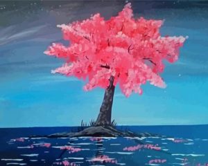 Japanese Pink Tree paint by numbers