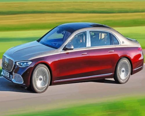 Red Mercedes Maybach S680 paint by numbers