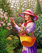 Aesthetic Woman Picking Flowers paint by numbers
