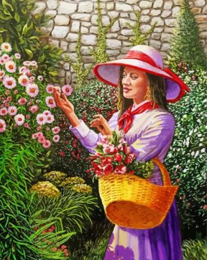 Aesthetic Woman Picking Flowers paint by numbers