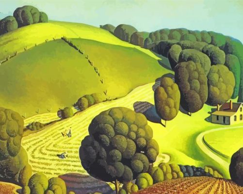 Young Corn Grant Wood paint by numbers