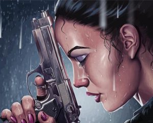 Lady With Gun paint by numbers