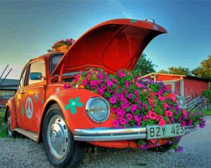 Vintage Flowers Car paint by numbers