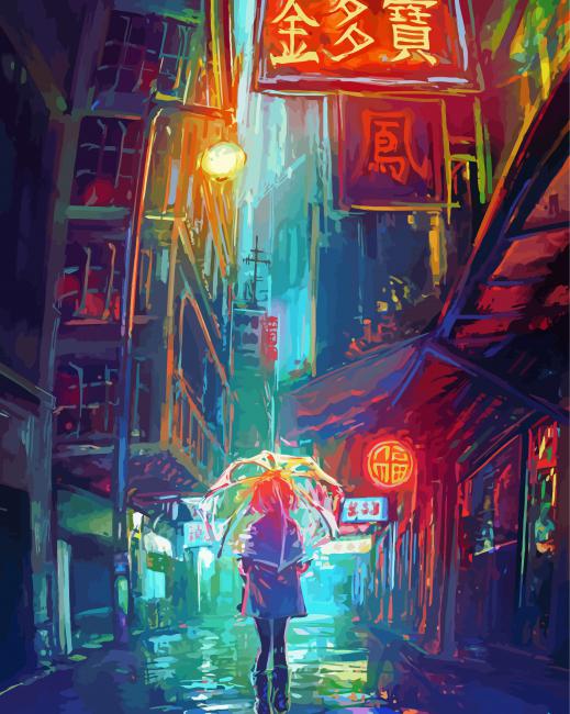Abstract Neon Night paint by numbers