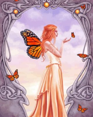 Aesthetic Angel With Butterflies paint by numbers