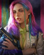 Cool Lady With Gun paint by numbers