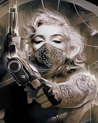 Monochrome Tattooted Marilyn Monroe paint by numbers