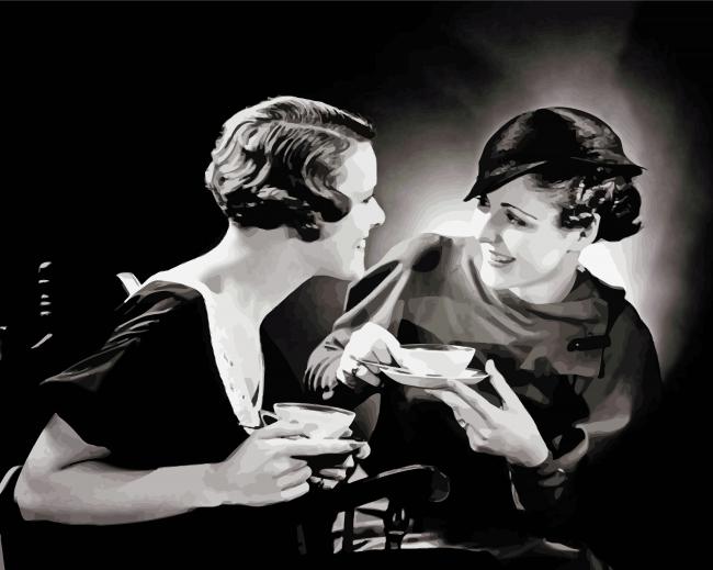 Monochrome Women Drinking Tea paint by numbers